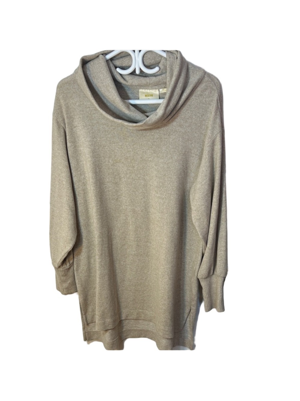Maeve Anthropologie Cowl Neck Sweater in Beige size medium oversized tunic